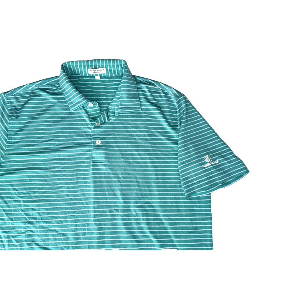 Peter Millar Summer Comfort Polo Shirt Size L Golf Prestonwood Striped Green